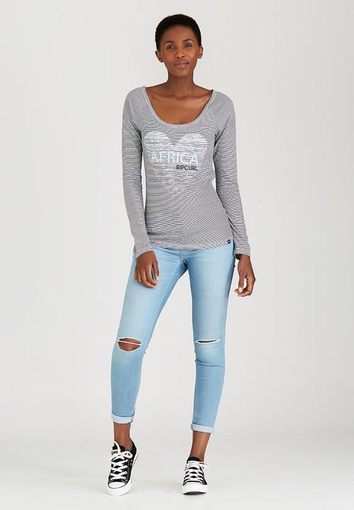 Rip Curl - Heart of SA Striped Tee Black and White