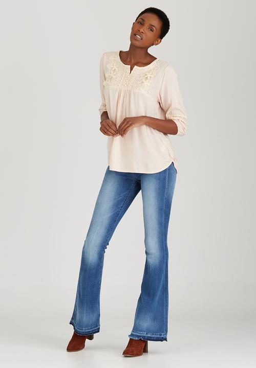 Suzanne Betro - Lace Trim Tunic Top Pale Pink