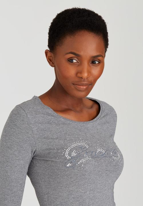 GUESS - Ombre Embellished Tee Dark Grey