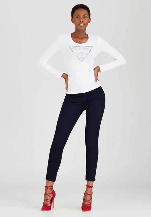 GUESS - Pearl and Chain Triangle Tee White
