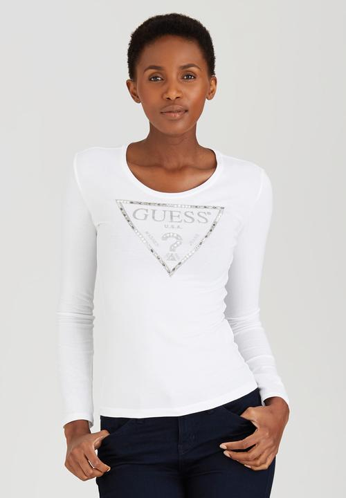 GUESS - Pearl and Chain Triangle Tee White