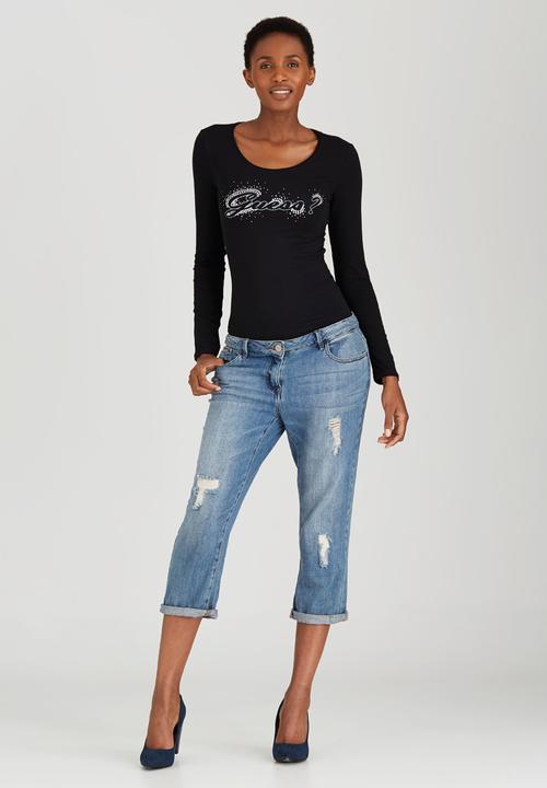 GUESS - Ombre Embellished Tee Black