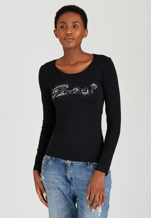GUESS - Ombre Embellished Tee Black