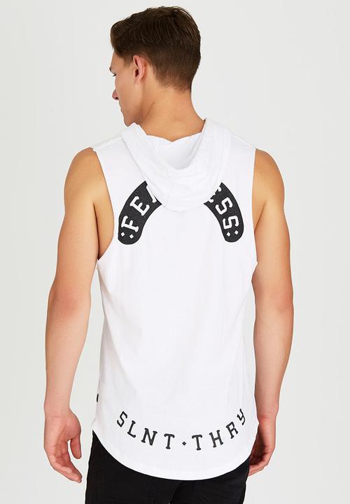 Silent Theory - Fearless Hooded Muscle T-Shirt White