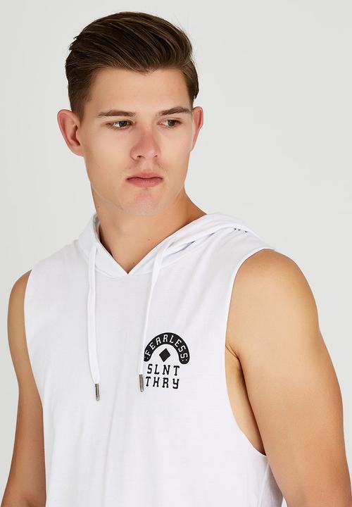 Silent Theory - Fearless Hooded Muscle T-Shirt White