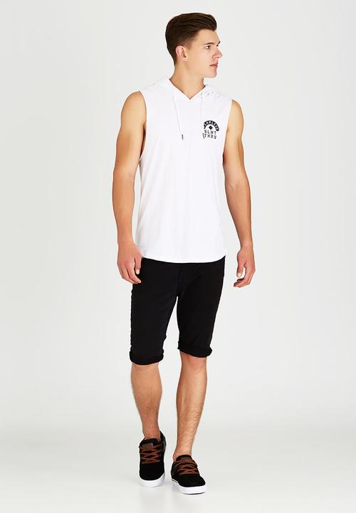 Silent Theory - Fearless Hooded Muscle T-Shirt White