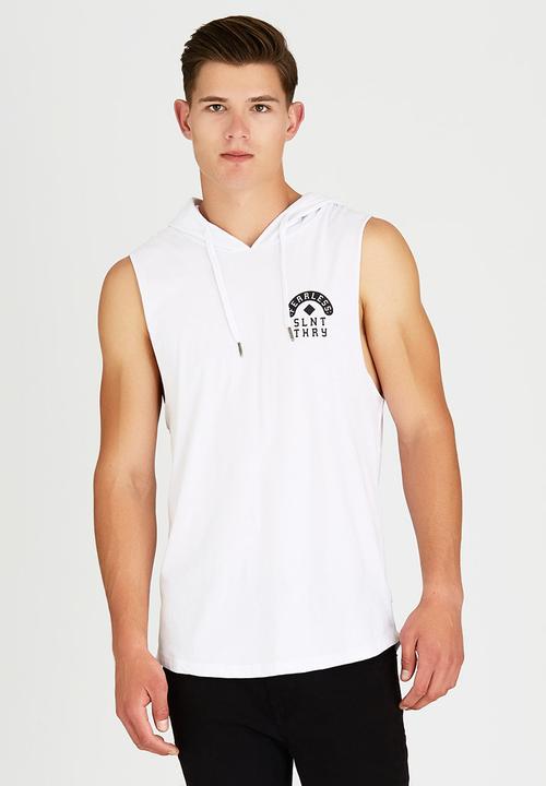 Silent Theory - Fearless Hooded Muscle T-Shirt White