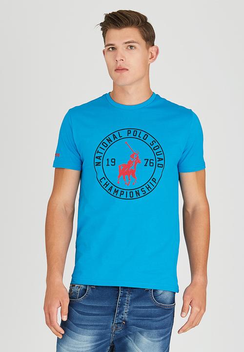 POLO - Classic Circle Print Crew-Neck T-Shirt Blue