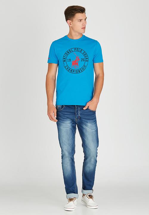 POLO - Classic Circle Print Crew-Neck T-Shirt Blue