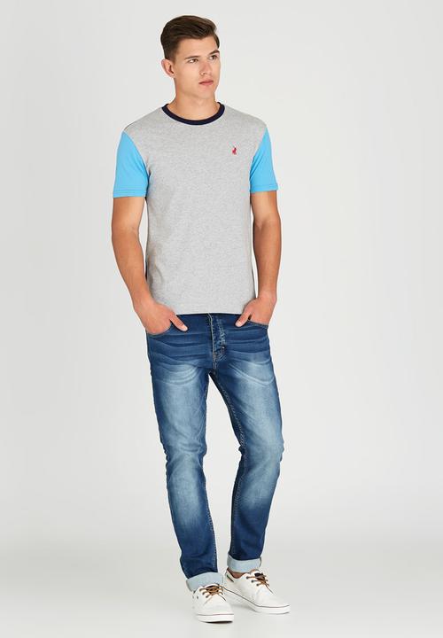 POLO - Classic Colour Block Crew-Neck T-Shirt Grey
