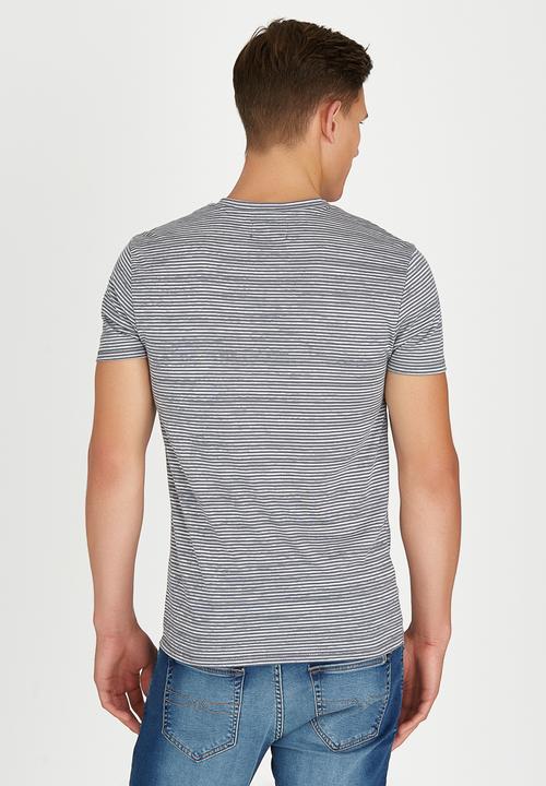 Polo Jeans Co. - Striped Printed T-Shirt Pale Grey