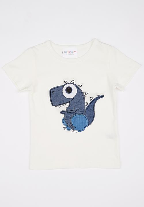 Pop Candy - Printed Dinosour  Tee White