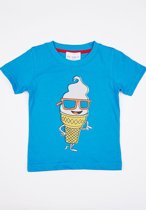 Pop Candy - Boys  Printed  Tee Mid Blue