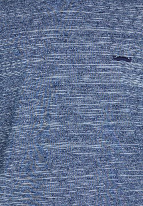 Rebel Republic - T-shirt with Mustache Embroidery Navy