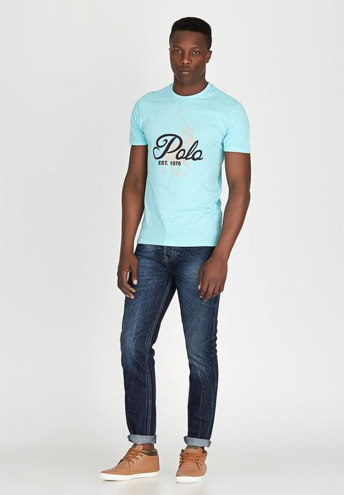 POLO - Classic Dual Print Crew-Neck T-Shirt Blue