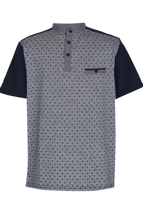 Retro Fire - Boys Mandarin Collar Tee Navy