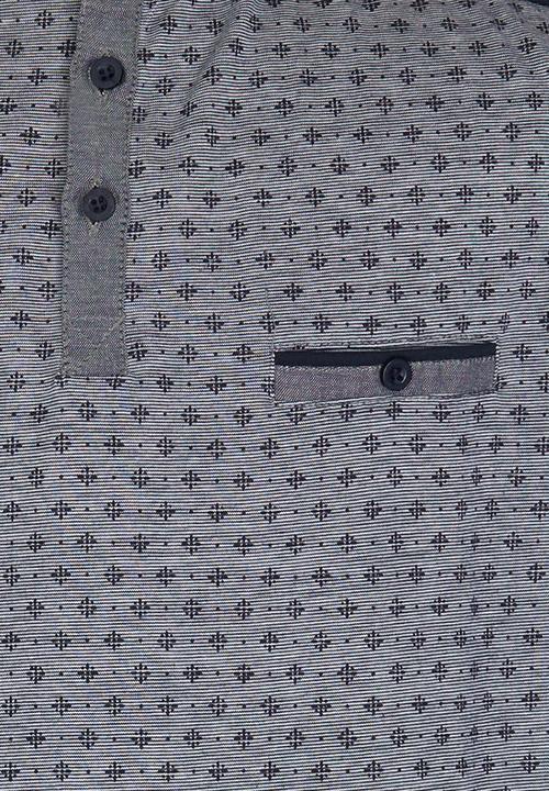 Retro Fire - Boys Mandarin Collar Tee Navy