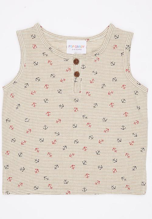 Pop Candy - Sleeveless Vest with Button Detail Milk