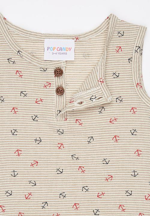 Pop Candy - Sleeveless Vest with Button Detail Milk