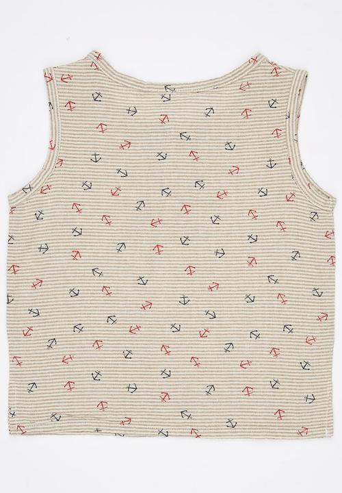 Pop Candy - Sleeveless Vest with Button Detail Milk