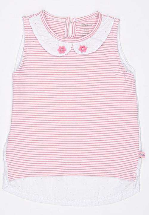 Pop Candy - Printed Stripe Vest Pale Pink