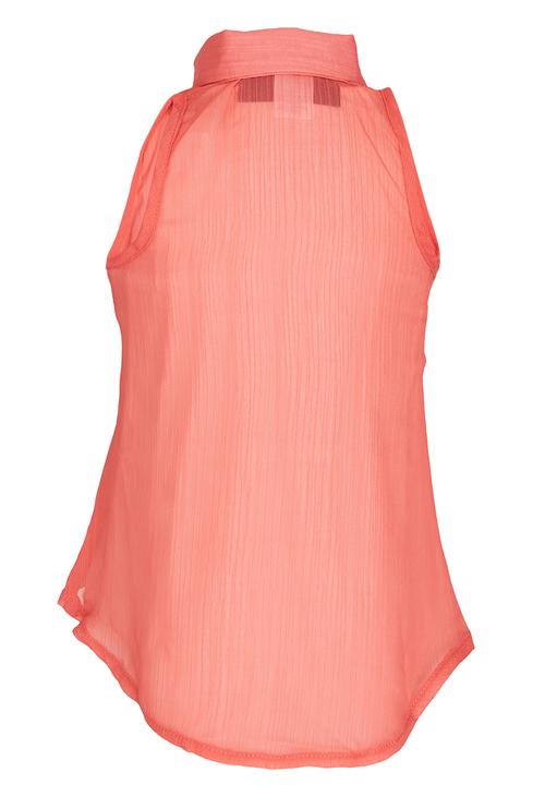 Pop Candy - Chiffon Collar Top Coral