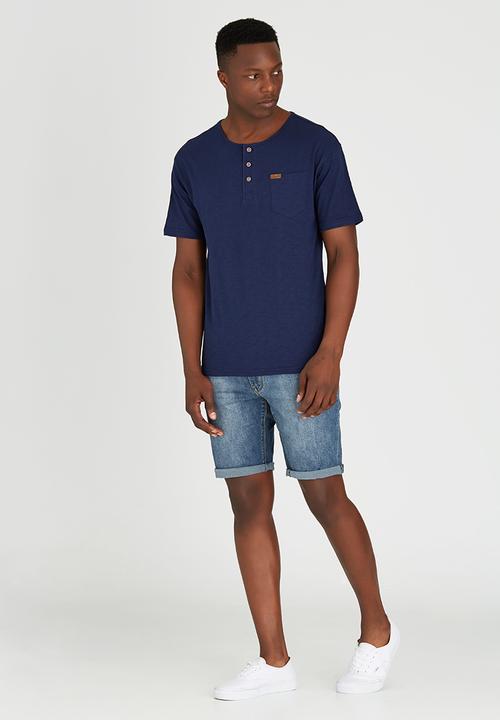 JEEP - Short Sleeve Henley T-Shirt Navy