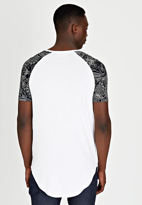 Resist - Scooped Raglan Paisley Arms T-Shirt White