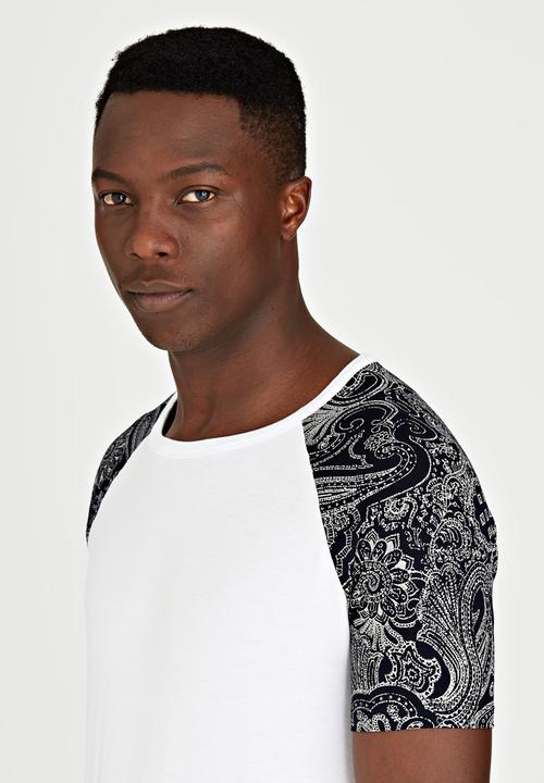 Resist - Scooped Raglan Paisley Arms T-Shirt White