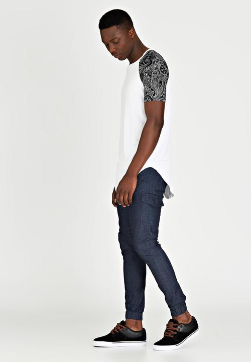 Resist - Scooped Raglan Paisley Arms T-Shirt White