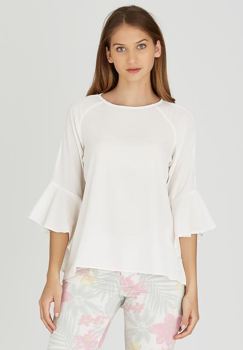 Brave Soul - Fluted Sleeve Blouse Cream