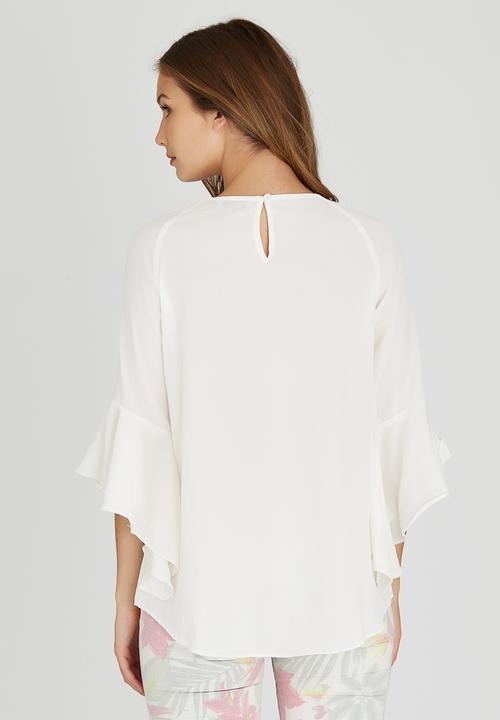 Brave Soul - Fluted Sleeve Blouse Cream