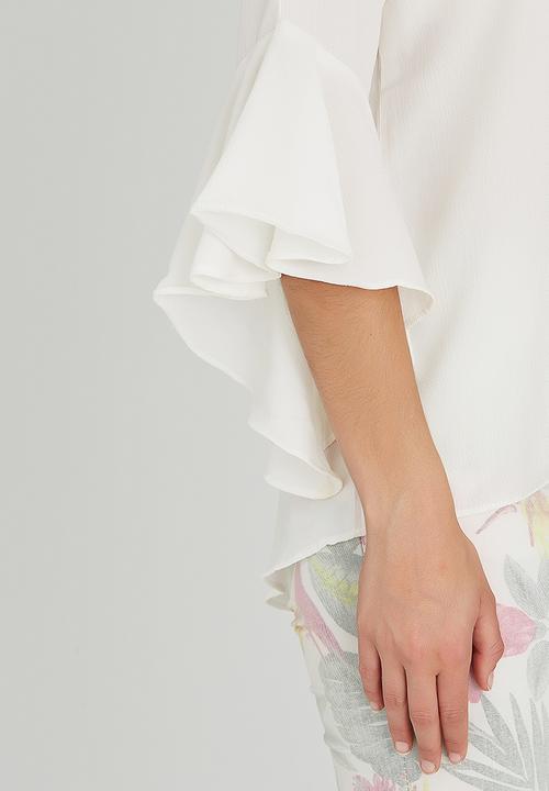 Brave Soul - Fluted Sleeve Blouse Cream