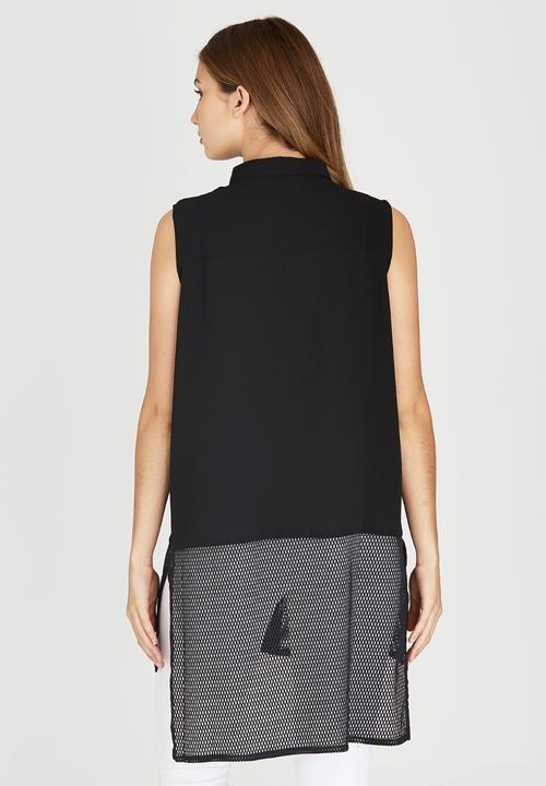 Brave Soul - Longline Sleeveless Shirt Black