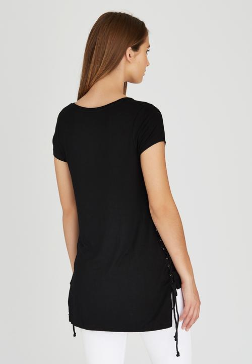 Brave Soul - Tee with Side Tie Detail Black
