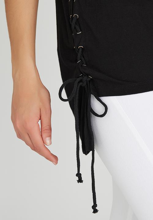 Brave Soul - Tee with Side Tie Detail Black