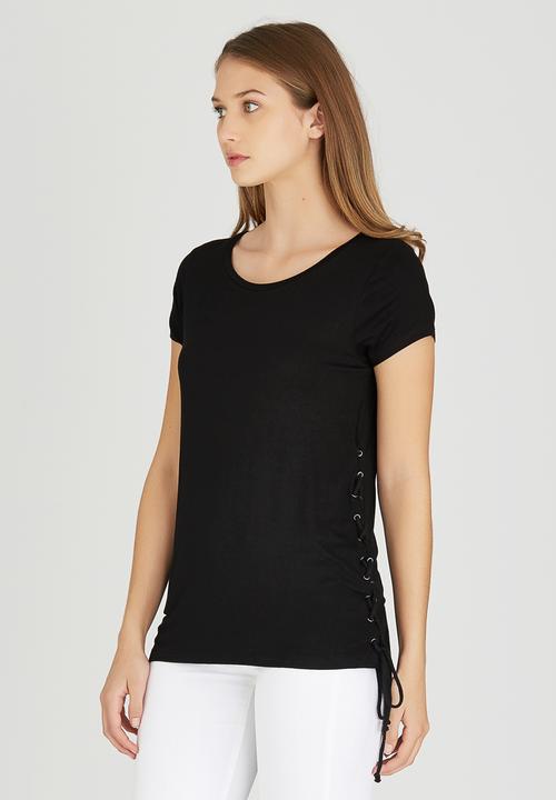 Brave Soul - Tee with Side Tie Detail Black