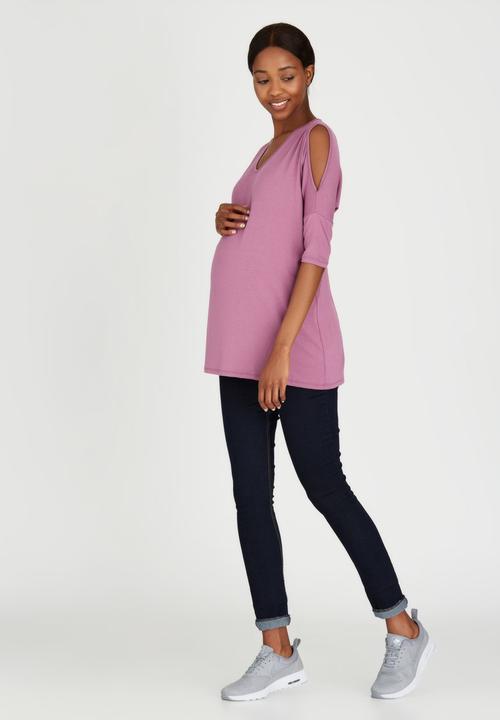 edit Maternity - Split Sleeve T-Shirt Pale Purple