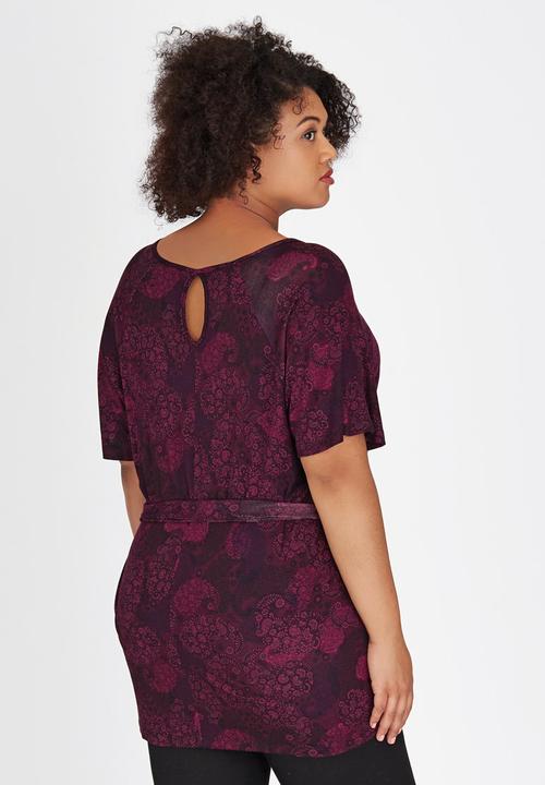 edit Plus - Raglan Tie Top Dark Pink