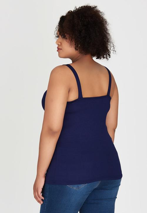edit Plus - Wide Strap Cami Navy