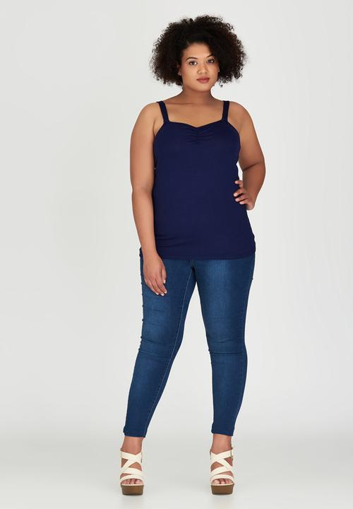 edit Plus - Wide Strap Cami Navy