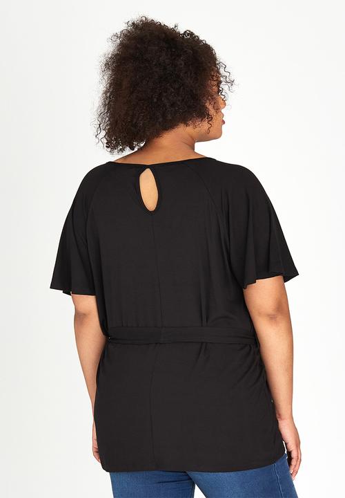 edit Plus - Raglan Tie Top Black
