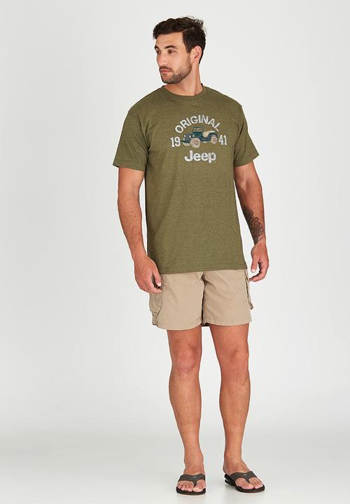 JEEP - Short Sleeve Printed Applique T-Shirt Green