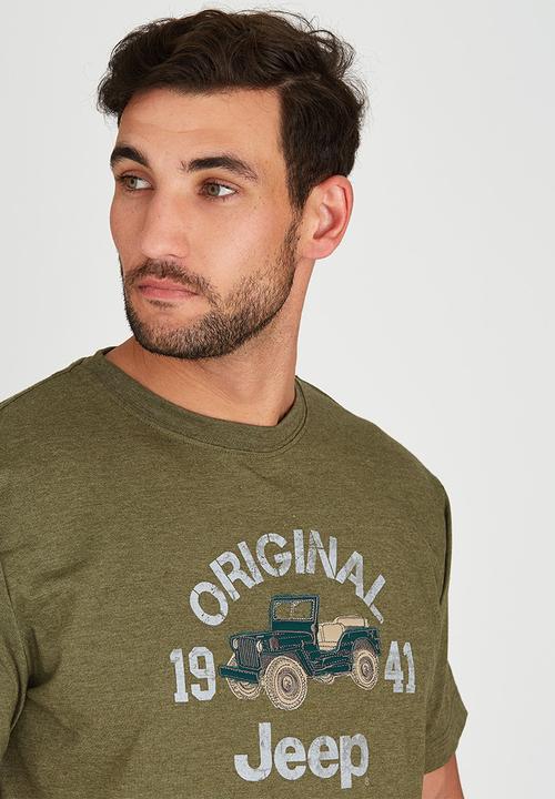 JEEP - Short Sleeve Printed Applique T-Shirt Green