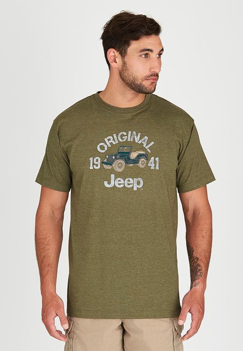 JEEP - Short Sleeve Printed Applique T-Shirt Green