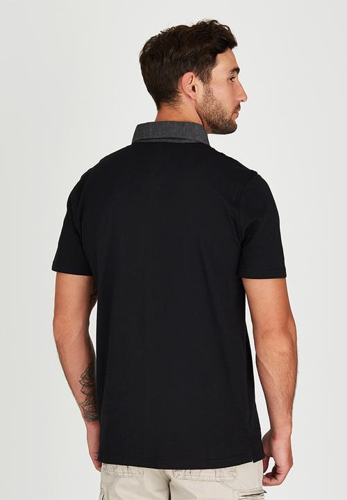 JEEP - Short Sleeve Yarn Dyed Golfer Black