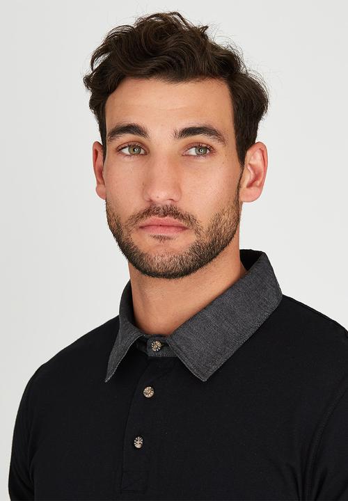 JEEP - Short Sleeve Yarn Dyed Golfer Black