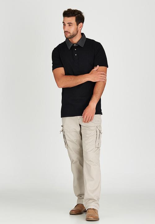 JEEP - Short Sleeve Yarn Dyed Golfer Black