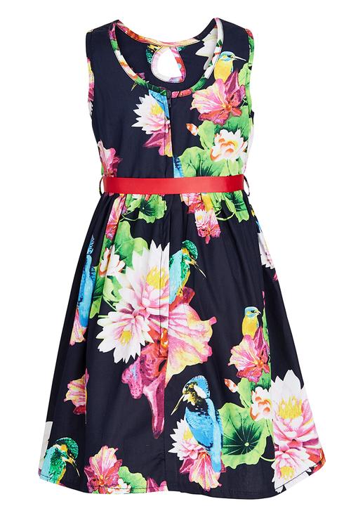 Pop Candy - Stripe Floral  Printed  Dress Multi-colour
