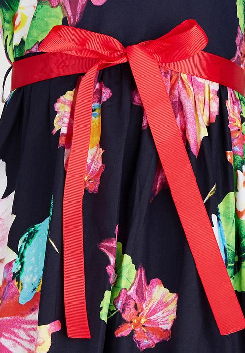 Pop Candy - Stripe Floral  Printed  Dress Multi-colour